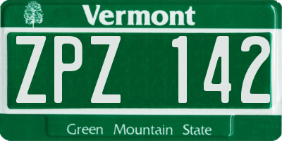 VT license plate ZPZ142