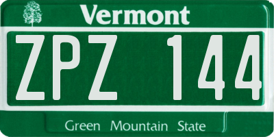 VT license plate ZPZ144