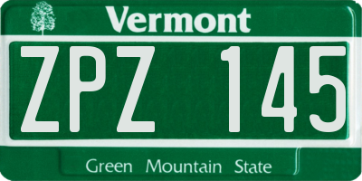 VT license plate ZPZ145