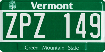 VT license plate ZPZ149