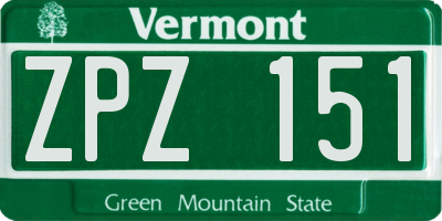 VT license plate ZPZ151
