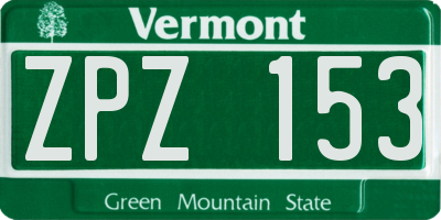 VT license plate ZPZ153
