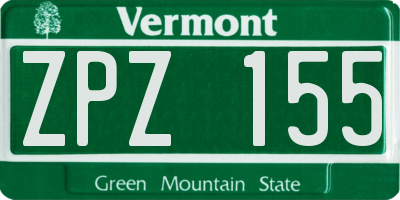 VT license plate ZPZ155