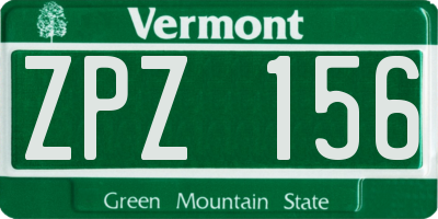 VT license plate ZPZ156