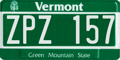 VT license plate ZPZ157