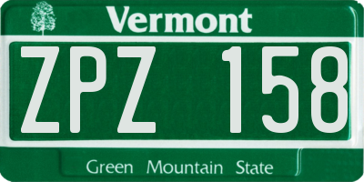 VT license plate ZPZ158