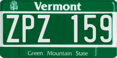 VT license plate ZPZ159