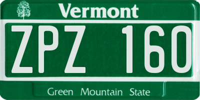 VT license plate ZPZ160