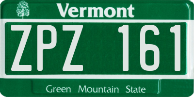 VT license plate ZPZ161