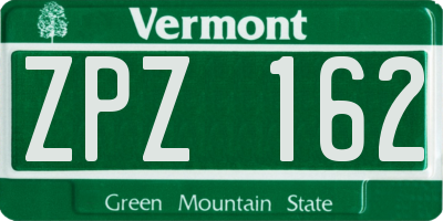 VT license plate ZPZ162
