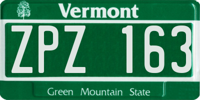 VT license plate ZPZ163