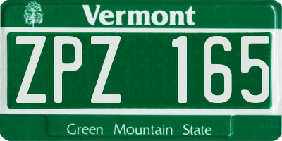 VT license plate ZPZ165