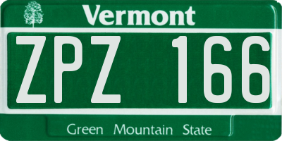 VT license plate ZPZ166