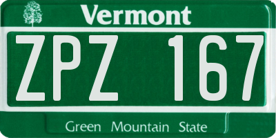 VT license plate ZPZ167