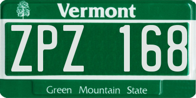 VT license plate ZPZ168