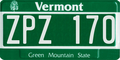 VT license plate ZPZ170