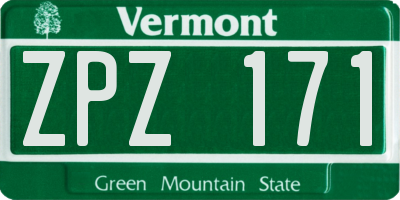 VT license plate ZPZ171