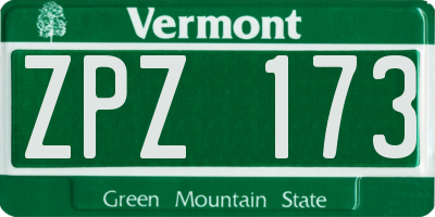 VT license plate ZPZ173