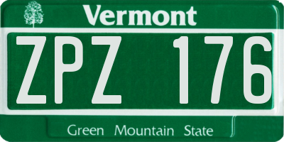 VT license plate ZPZ176