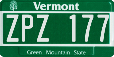 VT license plate ZPZ177