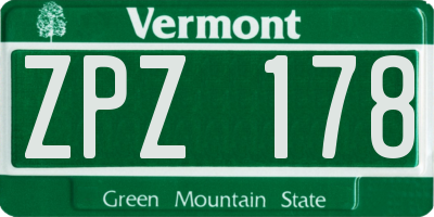 VT license plate ZPZ178