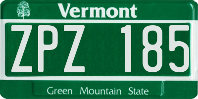 VT license plate ZPZ185