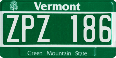 VT license plate ZPZ186