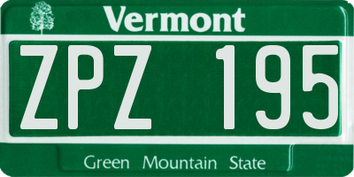 VT license plate ZPZ195