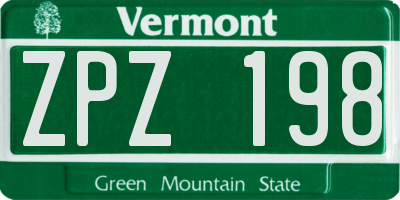 VT license plate ZPZ198