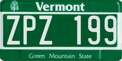 VT license plate ZPZ199