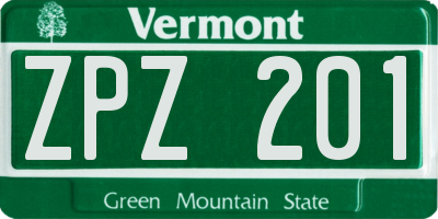 VT license plate ZPZ201