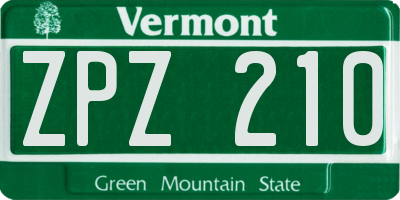 VT license plate ZPZ210