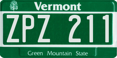 VT license plate ZPZ211