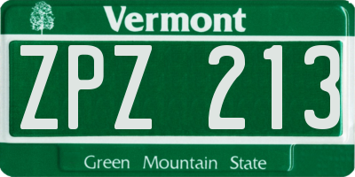 VT license plate ZPZ213