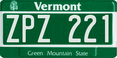 VT license plate ZPZ221