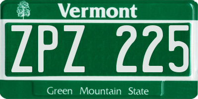 VT license plate ZPZ225