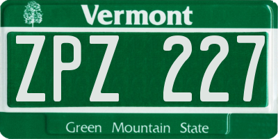 VT license plate ZPZ227