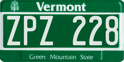 VT license plate ZPZ228