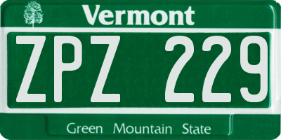 VT license plate ZPZ229