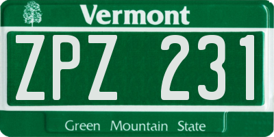 VT license plate ZPZ231