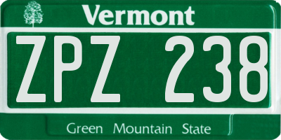 VT license plate ZPZ238