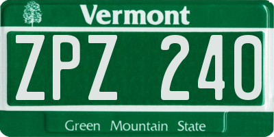 VT license plate ZPZ240