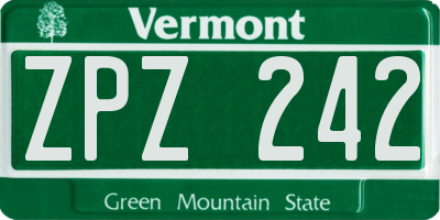 VT license plate ZPZ242