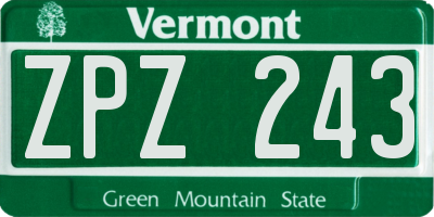 VT license plate ZPZ243