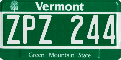 VT license plate ZPZ244