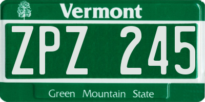 VT license plate ZPZ245