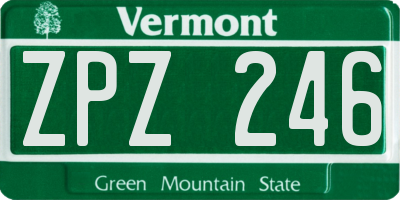 VT license plate ZPZ246