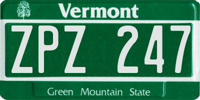 VT license plate ZPZ247