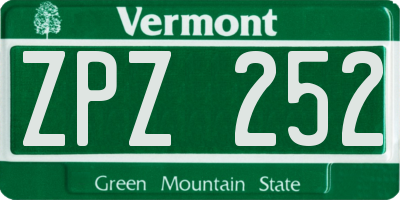 VT license plate ZPZ252