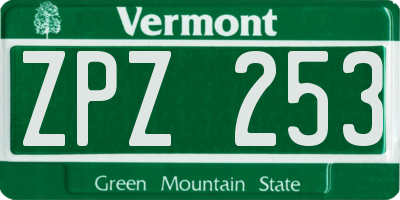 VT license plate ZPZ253